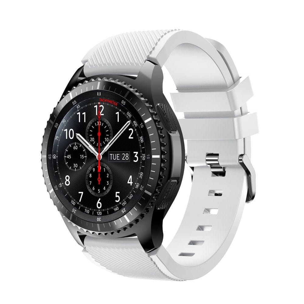 Bandje Voor de Samsung Gear S3 Classic / Frontier - Siliconen Armband /  Polsband / Strap Band / Sportbandje - Wit - Watchbands-shop.nl