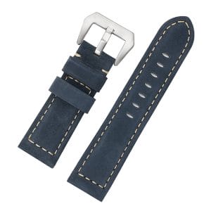 Leren Bandje Voor de Samsung Gear S3 Classic Frontier - Leren Armband Polsband zilveren sluiting blauw-002