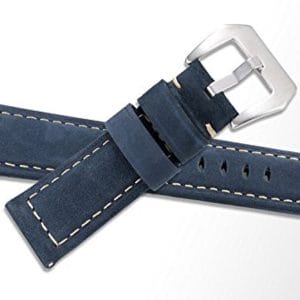 Leren Bandje Voor de Samsung Gear S3 Classic Frontier - Leren Armband Polsband zilveren sluiting blauw-004