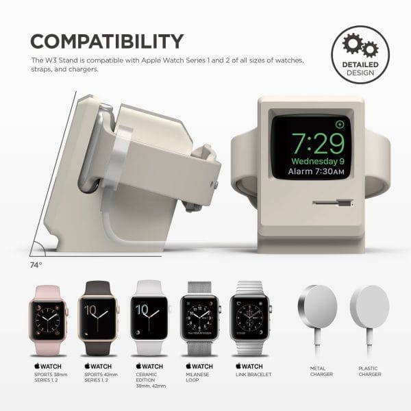 Vintage Night Stand voor Apple Watch - Wit houder voor Apple Watch Vintage Apple Monitor Apple Watch Series 1, 2, en 3