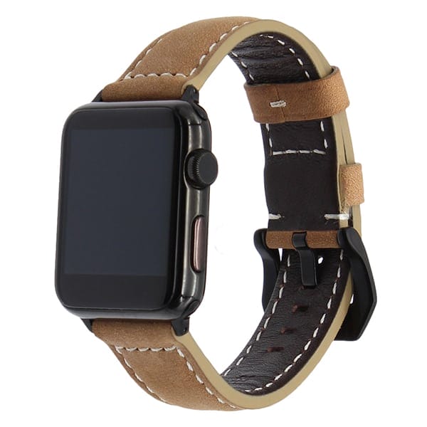 Leren bandje bruin met klassieke zwarte gesp voor Apple Watch 42mm-003
