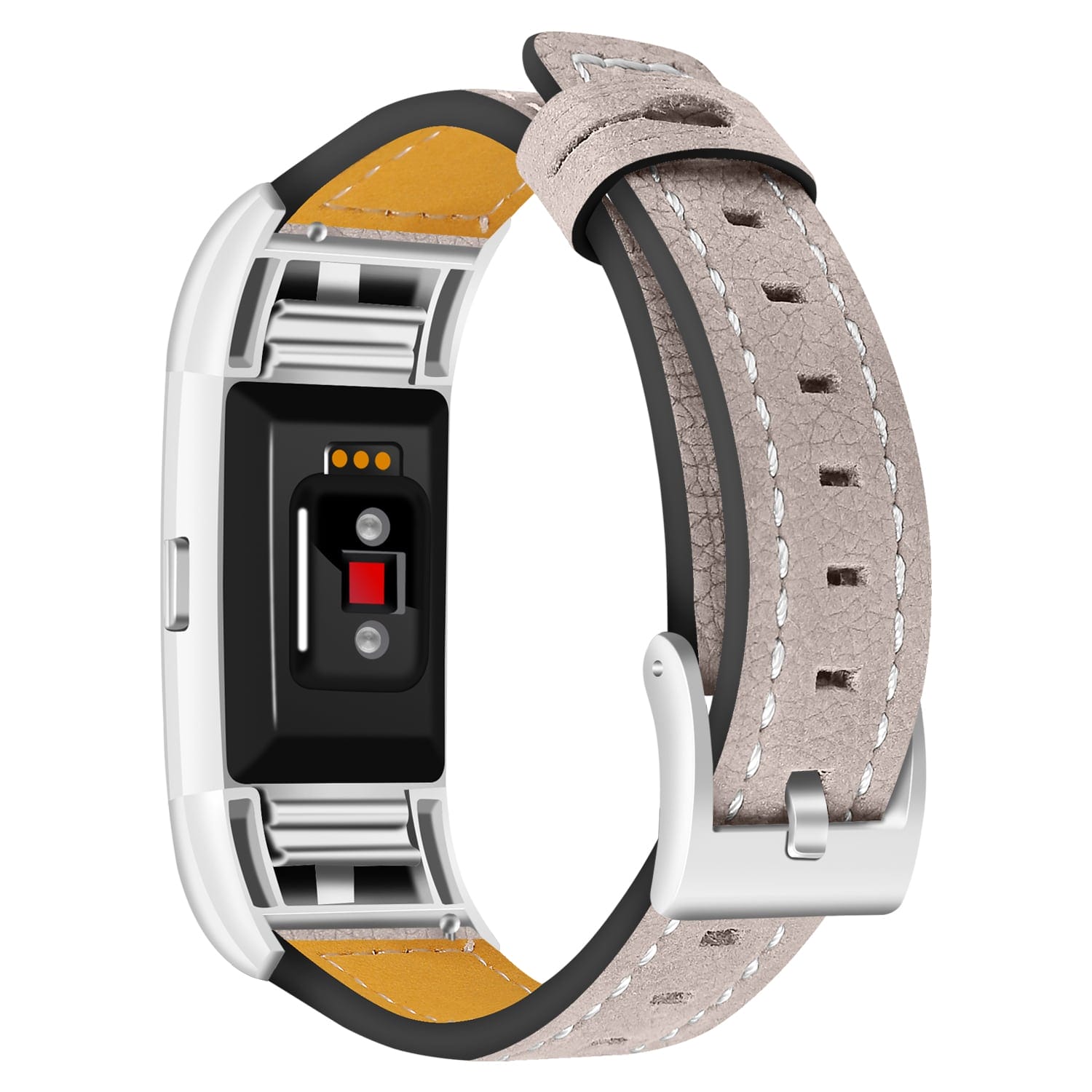 zege Haarzelf paradijs Fitbit Charge 2 bandjes leer kaki - Watchbands-shop.nl