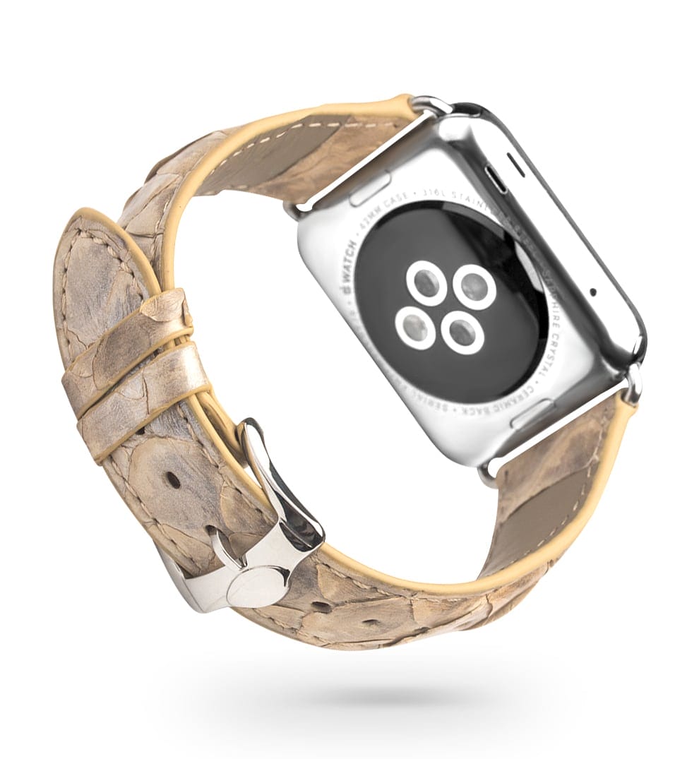 Python lederen handgemaakt bandje bruin voor Apple Watch 42mm - 44mm -  Watchbands-shop.nl