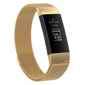 RVS goud kleurig metalen milanese loop bandje armband voor de Fitbit Charge 3_007