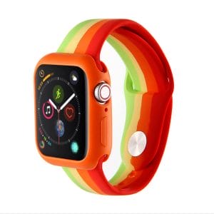 Apple watch 4 en 5 bandje 38mm - 40mm small siliconen groen - geel - oranje - rood_001